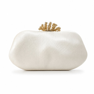 Stylish <b>Silver</b> PU Clutch Bag with Gold Crown Custom Luxury Women's Evening Bags Shell Pattern High Quality - Product Image 4