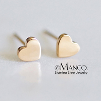 EMANCO Boucles d'oreilles clous cœur en acier inoxydable plaqué or 14 carats, style classique, cadeau pour femme, bijoux élégants pour le quotidien, le bureau et les rendez-vous