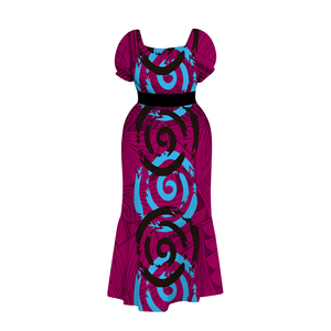 Nouvelle arrivée, robe à col carré de style tribal polynésien, <span class=keywords><strong>taille</strong></span> personnalisée <span class=keywords><strong>8XL</strong></span>, robes de soirée décontractées pour femmes avec ceintures, robe longue - Product Image 3