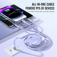 Câble de charge rétractable 3 en 1 personnalisé avec logo 100W pour téléphone portable, multi-ports, charge rapide, type C, USB-C
