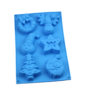 HY 6 Cavidad Silicona Navidad Molde Forma de árbol Muñeco de nieve Bandeja <span class=keywords><strong>para</strong></span> hornear <span class=keywords><strong>para</strong></span> pastel de chocolate Jabón - Product Image 3