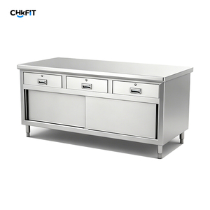 CFT Paslanmaz Çelik 201/304 Ticari Mutfak Büfe Yemek Hazırlık Tezgahı, Ayarlanabilir Yükseklik ve 500kg/m Yük Kapasitesiyle - Product Image 1