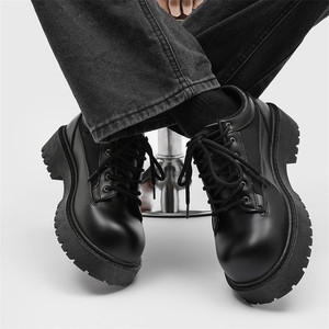 Chaussures Derby décontractées pour hommes, <span class=keywords><strong>originales</strong></span>, haut de gamme, noires, à semelle épaisse, rehaussantes, en PU, à lacets, respirantes, en maille, style Cleanfit - Product Image 1