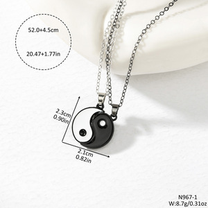 Collier pendentif cœur Yin Yang Tai Chi unisexe, bijoux culturels à porter au quotidien - Product Image 2