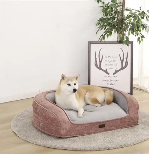 Pet Sofa Solid Orthopedic Memory Foam Luxury Pet Bed Washable Large Cushion Lounge Dog Bed with non-slip bottom