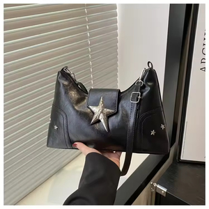 Nuevo Bolso Bandolera de PU con Textura, <span class=keywords><strong>Color</strong></span> Sólido, Casual, Gran Capacidad, con Tachuelas en Forma de Estrella, para Mujer - Product Image 4