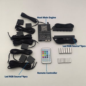 Kit d'éclairage à fibre optique fendue 16W RGBW 0,75 mm, 6 LED, 1,5 m, 1800 PMMA, effet <span class=keywords><strong>ciel</strong></span> étoilé, IP54, contrôle par application et son, pour décoration d'ambiance automobile - Product Image 2