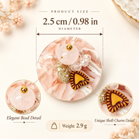 Kancing Resin Pink Buatan Tangan, Kancing Hias Berhias Manik-Manik dan Cangkang untuk Jaket, Kardigan, Tas, Pakaian, Kerajinan Jahit DIY, Seni