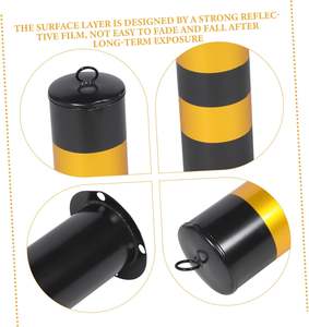 頑丈な50cm高さの安全ボラード - 駐車場や車道用の黒と黄色の反射材付き交通障害物ポスト - Product Image 3