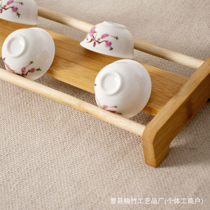 <b>Teacup</b> Drying Rack Folding Solid Wood Rectangular Tea Set Storage Display Rack Natural Wood Color Versatile - Product Image 2