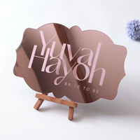 Cartes de Table en acrylique Rose or Rose, élégantes, découpées au Laser, Logo professionnel personnalisé