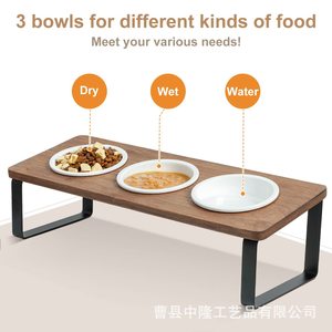 Soporte para tazón de gato de madera maciza, mesa de comedor para mascotas, comedero, altura ajustable, tazón doble, soporte para tazón de comida para perros con boca inclinada. - Product Image 5
