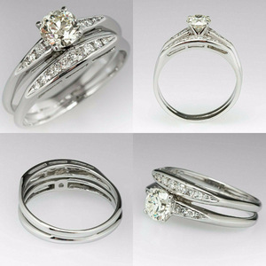 Set di Anelli Creativi a Doppia Fascia con Zirconi per Donne, Elegante Gioiello di Moda per Fidanzamento - Product Image 2