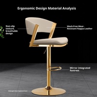 Tabouret de bar Donna réglable avec pédale, moderne, minimaliste, en métal, pivotant, capacité de charge de 300 kg, pour usage domestique, caisse, réception, hôtel, bar