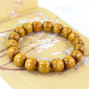 Wooden Barrel Bead <b>Bracelets</b> 11x12MM Simple Chinese Style Unisex Hand Jewelry Slab Beads 18 Pieces Everyday Wear - Product Image 3
