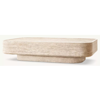 Table basse rectangulaire moderne de luxe en travertin naturel, taille personnalisable, table de café pour salon