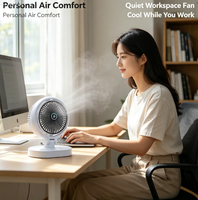 Ventilateur de bureau portable blanc, petit ventilateur de table silencieux avec inclinaison réglable, grille amovible et base stable pour la maison, le bureau et la chambre