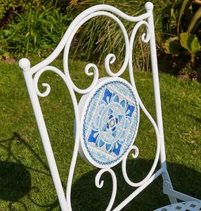 Jardín exterior Patio Taberna Juego de comedor exterior plegable de metal blanco - Product Image 3