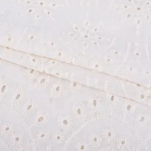 中国テキスタイルクロスホワイト刺繍スイスボイルアイレット綿100% 刺繍生地女性用ドレス