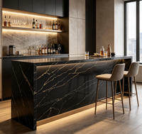 Dalle de surface en quartz veiné gris pour la décoration de salle de bain