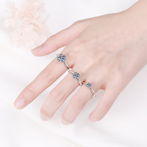 Bijoux de souhaits Nouvelle mode de fiançailles <span class=keywords><strong>Eternity</strong></span> 50Cents 1Carat 2Carats Vvs D Moissanite Diamond S925 Bague en argent sterling - Product Image 5