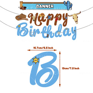 西部牛仔生日派对用品青少年男孩迎婴派对印花乳胶气球派对DIY家居装饰品蛋糕装饰 - Product Image 3