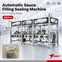 Machine de remplissage et de scellage automatique de gobelets de pâte pour volailles à 6 voies, 270 CPM, haute précision, SUS316L, CE, ISO