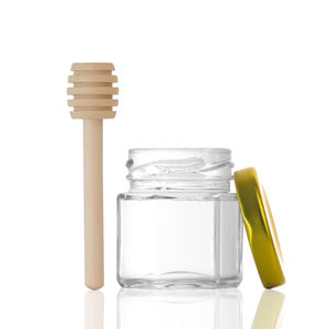 Vente en gros 1.5 Oz mini pots de miel hexagonaux en verre 45ml <span class=keywords><strong>petit</strong></span> <span class=keywords><strong>pot</strong></span> pour fête prénatale faveurs de mariage <span class=keywords><strong>pot</strong></span> de miel en verre avec louche - Product Image 3