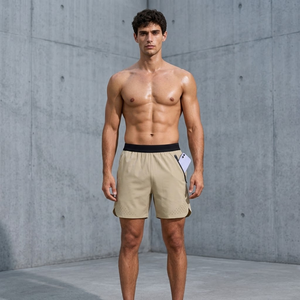 Pantalones Cortos Deportivos Modernos para Hombre, con Bloques de Color, Tela Transpirable, Diseño con Logotipo Personalizado y Bolsillos, para Correr y Hacer Ejercicio - Product Image 1