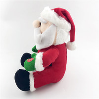 Peluche de Père Noël souriant mignon avec chapeau rouge, rembourrage en coton PP doux, 30 cm, certifiée EN71, jouet de Noël pour enfants, cadeau