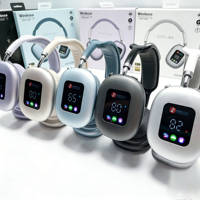 Headphone Nirkabel Dinamis Model Pribadi Pabrik dengan Lampu RGB, Tahan Air IPX5, Layar, dan Desain On-ear & Over-ear