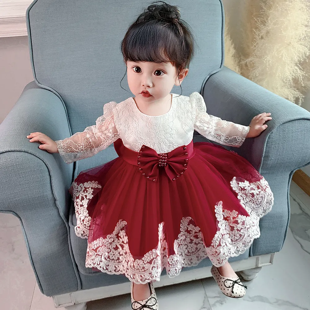Lace Princess Baptism Dresses New Born Baby Girl 1 Year Birthday Party Princess Gown Dresses