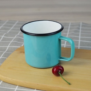 Sublimazione di alta qualità a buon mercato piccolo Logo personalizzato colorato campeggio <span class=keywords><strong>caffè</strong></span> tazza smaltata personalizzata con manico - Product Image 5