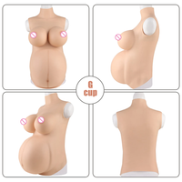 Gonflable 5/6/9 Mois Grande Femme Grossesse Ventre Avec Faux Sein Réaliste Silicone Mère-Être Corps Portant Des Accessoires De Bricolage Ensemble