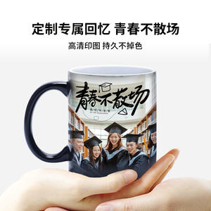 Cerouky Tasse en céramique thermosensible qui change de couleur avec poignée, résistante à la chaleur, cadeau pour hommes et femmes - Product Image 4