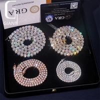 Collier Chaîne Tennis Hip Hop Moissanite VVS1 S925 2mm 3mm 4mm 5mm 6.5mm Effet Diamant Givré, Meilleures Ventes