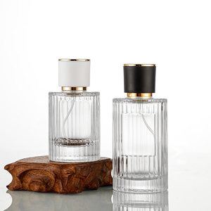 Luxury Round Clear Striped Glass <strong>Perfume</strong> <strong>Bottle</strong> with Pump Sprayer 30ml 50ml 100ml Sizes - Product Image 5