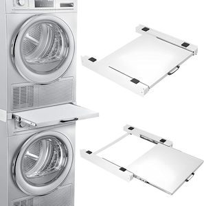 Kit de apilamiento para lavadora y secadora con estructura intermedia extensible para encimera y plato extraíble, embalaje para envío por correo - Product Image 2