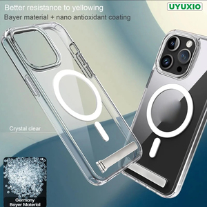 Funda Magnética Transparente con Soporte para <span class=keywords><strong>iPhone</strong></span> 17 16 15 <span class=keywords><strong>14</strong></span> <span class=keywords><strong>Pro</strong></span> <span class=keywords><strong>Max</strong></span> <span class=keywords><strong>13</strong></span> <span class=keywords><strong>12</strong></span> <span class=keywords><strong>11</strong></span> Mini 15 Plus, Carcasa Trasera Antigolpes, Producto Nuevo - Product Image 2