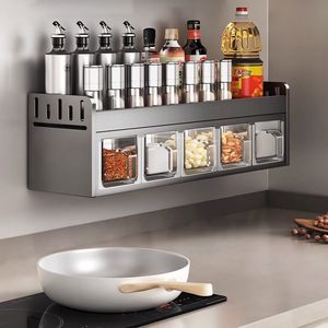 Kitchen Spice Rack Wall Mounted Stainless Steel Multi Functional Storage Organizer For Kitchen Countertop Spices Seasonings - Product Image 1