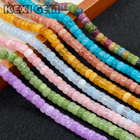 Perles de calcédoine améliorées en forme de pilule 4x6mm bleues/rose/violettes, brin de perles de calcédoine rondes, perles intercalaires en pierre naturelle