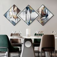 Nouvelle décoration moderne en forme de cadre en PVC, verre à vin, cristal de diamant 5D, porcelaine, restaurant, art mural abstrait, décoration