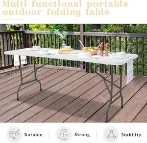Tavolo in Plastica Solida Impermeabile da 6 Piedi, Gambe Fisse, Impilabile Ideale <span class=keywords><strong>per</strong></span> l'esposizione di merci, buffet, <span class=keywords><strong>mercatini</strong></span> e raduni. - Product Image 4