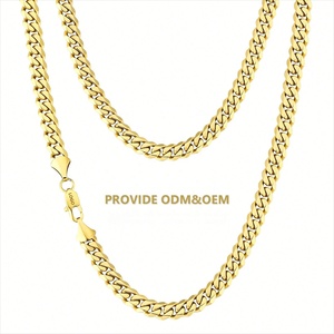 Cadena de Acero Inoxidable Chapada en Oro Real de 14K, 3/5/6/8mm, Eslabones Cubanos Miami con Corte de Diamante, Collar para Hombre y Mujer - Product Image 3