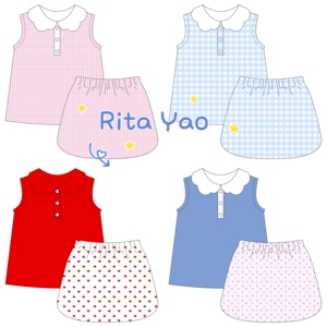 Set di Abbigliamento <span class=keywords><strong>per</strong></span> <span class=keywords><strong>Bambina</strong></span> con Stampa Personalizzata, Completo Due Pezzi con Gonna e Canotta, Colletto a Festoni, Set Sportivo con Gonna-Pantalone <span class=keywords><strong>per</strong></span> Bambine - Product Image 2