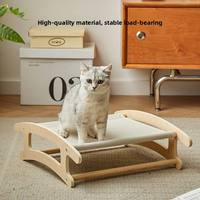Lit pour chat et chien moderne quatre saisons, hamac en bois massif, chaise à bascule surélevée lavable, lit pour animaux de compagnie de style camping, tapis écologique pour chat