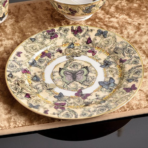 Best Sell 58Pieces Western Style Golden butterfly Bone China Tableware Set Luxury Plates - Product Image 5