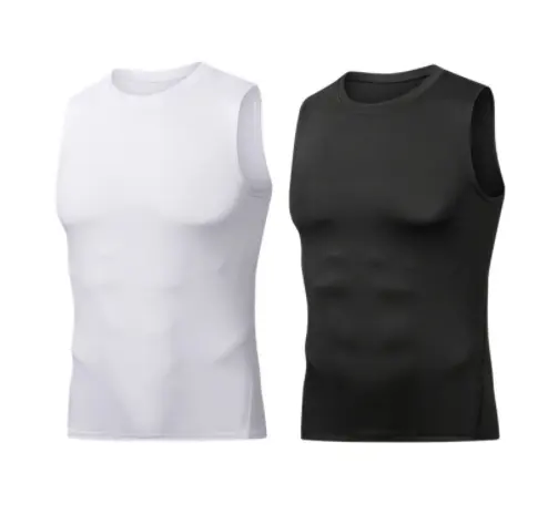 Camiseta sin mangas de poliéster de secado rápido para hombre, chaleco de gimnasio en blanco con logo personalizado de licra, Camiseta deportiva de cuello redondo para correr, venta al por mayor