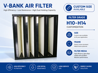 Filter Udara V-bank Efisiensi Tinggi, Filter Udara AC, Kotak V-bank Rigid, Filter Hepa untuk Penggunaan Sistem AHU HVAC