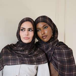 Nouveauté 2026 : Foulards et châles hijab en modal imprimé pour femmes, design tartan musulman personnalisé, respirants, intemporels, adaptés aux 4 saisons - Product Image 1
